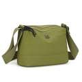 Mini green nylon crossbody bag with clover emblem and adjustable canvas shoulder strap - Green