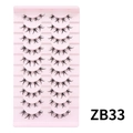 10 pairs of dense black synthetic false eyelashes in model ZB33 on pink tray - Stage Performance Style (ZB33)
