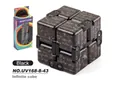 Black Infinity Cube with white math formulas and retail box for stress relief - Infinity Cube Black Boxed (UV168-8-43) / 5.83g / Black