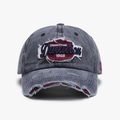 Washed grey vintage baseball cap with Duration 1968 embroidery and distressed brim detail - Adjustable / Navy Blue