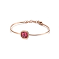 Bracciale geometrico oro rosa con zircone quadrato rosa e chiusura a moschettone - Stile Rosa (KB120124-KHY)
