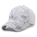 Gorra de béisbol de malla para hombre con estampado de mármol blanco y bordado sport - Ajustable / Blanco