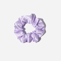 Minimalist light purple satin scrunchie with a glossy finish and pleated design - Light Purple