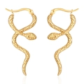 Orecchini a cerchio a forma di serpente in acciaio inossidabile dorato con trama a scaglie - Stile con Trama a Motivo (MS-184) / Oro