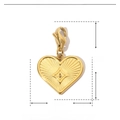 Dimensions détaillées du pendentif cœur doré avec des mesures de 25mm par 16mm - YF097 Cœur Rayonnant Doré avec Strass (25x16mm)
