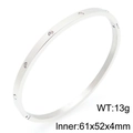 Silver stainless steel bangle with embedded round crystals and oval 61x52mm inner diameter - 61*52*4mm / Silver