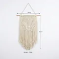 Handmade bohemian macrame wall hanging 36x65cm cream cotton fringe tapestry - Wooden Stick Lotus Hanging