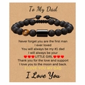 Black agate beaded bracelet with tiger eye stone and message card gift for dad - To My Dad