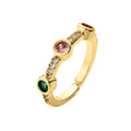 Anello regolabile placcato oro con pietre di zircone colorate e dettagli micro-pave - Aperto Regolabile / Colorato