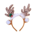 Brauner Weihnachts-Rentier-Haarreif mit goldenen Pailletten und roten Glockenanhängern - Braun Mit Ohren