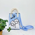 Cute blue knitted cartoon cat crossbody phone bag for women with nice letter pattern - Blue Cat-Nice