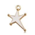 Star-shaped golden pendant with white enamel filling for DIY earring and jewelry making - White Irregular Star
