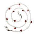Handmade beaded cherry necklace and eyewear chain with crystal beads and metal clips - Crystal Red Cherry