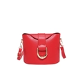Bolso bandolera rojo vibrante con hebilla en D dorada y correa de cuero ajustable - Rojo