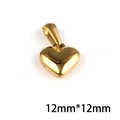 Polished 18k gold heart pendant charm with small hanging loop, 12mm x 12mm size - P00025G-Mini Smooth Heart 12x12