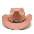 Détail du chapeau de cowboy rose en suédine avec bande perlée et bord incurvé - M (56-59cm) / Rose Poudré
