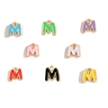 Colorful enamel letter M pendants with golden metal frames for DIY jewelry crafts - Letter M / Black