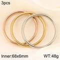 Three-piece stackable 6mm polished 18k gold plated hollow bangles with 68mm inner diameter - Tricolor Set (3 Rings)