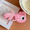 Pink goldfish acetate hair claw clip with marble texture for marine collection - 10.5cm / Pink
