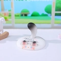 Cute white cat-shaped desktop ornament with a black gradient tail and healing text - Small Black Cat (1257-1)