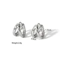 Double C-shaped silver stainless steel earrings with dual-layer hoop and polished finish - Silver (YYE023666-P)