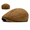 Gorra de repartidor en ante marrón con costuras detalladas y perfil plano clásico - Caqui 2