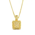 Detailed close-up of golden square butterfly pendant necklace with micro-paved cubic zirconia - Butterfly