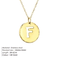 Minimalist stainless steel necklace with round gold-plated letter F pendant - Letter F (F-14K Gold)
