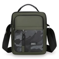 Borsa a tracolla da uomo in nylon verde militare con tasca mimetica e logo sport - Verde Militare
