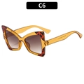 Elegant butterfly sunglasses with amber leopard print frames and brown gradient lenses - Transparent Tea Frame Double Brown Lens