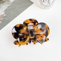 Elegant tortoiseshell acetate hair claw clip with bow design in amber and black finish - 6cm / Coffee Tortoise Shell