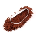 Dark brown chenille microfiber mop slipper cover with elastic band for floor cleaning - White Edge - Coffee