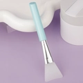 Light blue handle silicone face mask brush with white fan-shaped flexible soft applicator head - Slanted Tail Style A / Blue