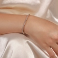 Pulsera tennis de acero inoxidable chapada en oro de 18K con circonitas en la muñeca - Pulsera Tennis de CZ Redonda de 3mm (B-035)