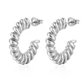 Orecchini a spirale intrecciata d'argento in acciaio inossidabile con chiusure in metallo - Struttura a Spirale (MS-133) / Acciaio (MS-133)