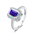 Luxurious S925 silver ring featuring a 1ct emerald-cut purple moissanite stone - US 5 / AB Color