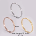 Detailed view of 4mm Roman numeral bangles in silver, rose gold, and gold finishes - Style 3 Roman Numerals