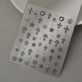 3D gothic cross nail stickers in vintage silver metal relief finish model Co-509 - Gothic Cross Fleur-de-lis Silver (CO-509 Silver Stamping)