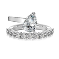 Luxurious S925 sterling silver bridal ring set with pear-cut zircon and pave band - Silver/White Zirconia (Pear Set)