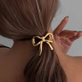 Eleganter goldener Metall-Schleifen-Haargummi am Pferdeschwanz mit Glanz-Finish - Metallbogen / Gold