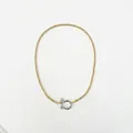 Detail of 4mm 18K gold plated stainless steel pearl chain with U-shaped carabiner clasp - U-Buckle Box Chain / Gold Chain Steel Buckle