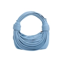 Light blue crescent hobo bag with unique horizontal pleated tube design and knotted handle - Light Blue