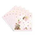 Détail de serviettes en papier fée des fleurs roses avec bords festonnés pour fête - Serviette Fée des Fleurs