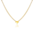 Macro shot of gold-plated tennis necklace with a yellow heart zircon gemstone and crystals - 18K Gold / Yellow Heart Gold