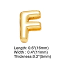 Macro shot of 18K gold-plated letter F charm detailing dimensions 16x11x5mm - Gold F