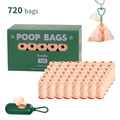 Set van 720 biologisch afbreekbare hondenpoepzakjes lavendel met groene houder - Boxed With Dispenser And Clip / 48 Rollen (720 Zakjes)