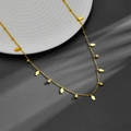 Golden titanium steel necklace with Hamsa charms and sparkling zircon pendants - Multi-Hamsa with Stone (B311)