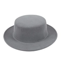 Cappello jazz grigio classico con tesa larga e corona piatta in feltro di lana retrò - Grigio
