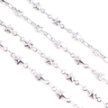 Macro view of silver star link chain links for handmade necklace or bracelet accessories - Star Chain / 1m