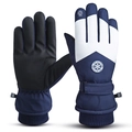 Winter ski gloves with anti-slip palm and touch screen design in blue and white - One Size / Men's Blue White